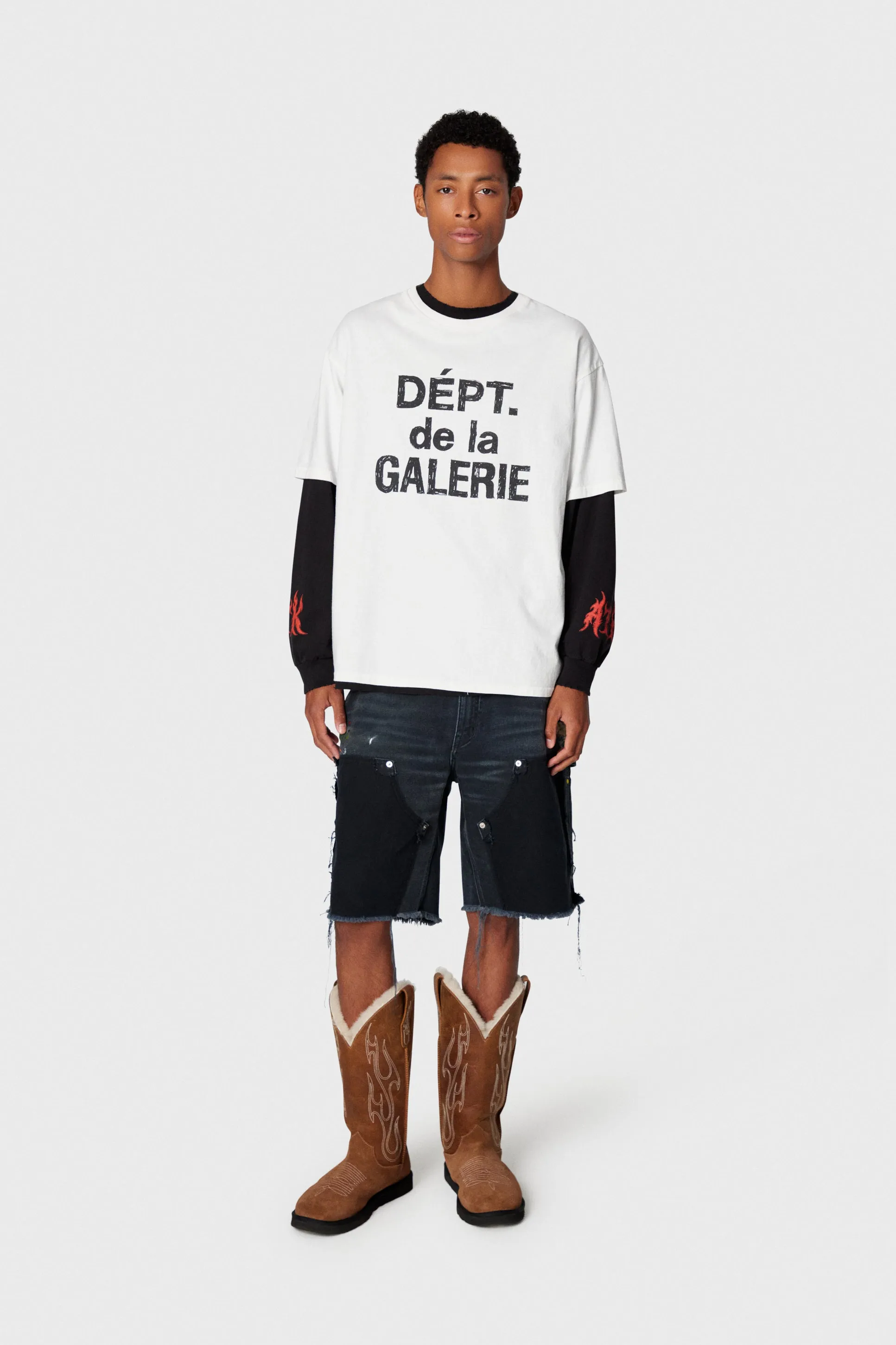 GALLERY DEPT. MOODY TEE/WHITE New in stock graffiti French/design draft printed TEE white S-XL original consistent OE yarn tube weaving seamless fabric authentic level printing restoration authentic consistent accessories